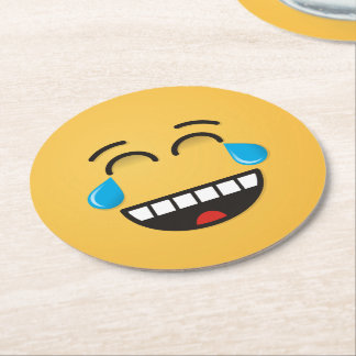 Face With Tears of Joy Round Paper Coaster