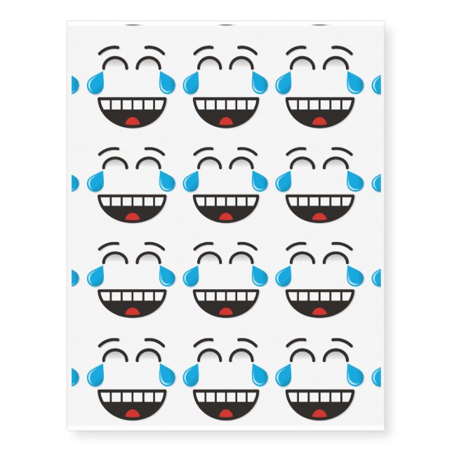Face With Tears of Joy Temporary Tattoos (Front)