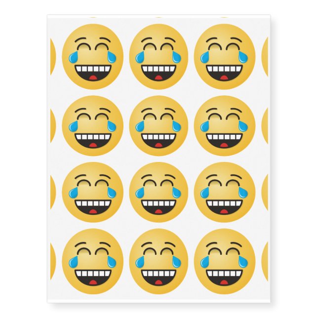 Face With Tears of Joy Temporary Tattoos (Front)
