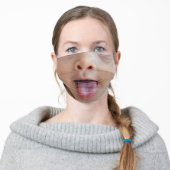 Face with tongue out of the mouth Funny Adult Cloth Face Mask (Worn)