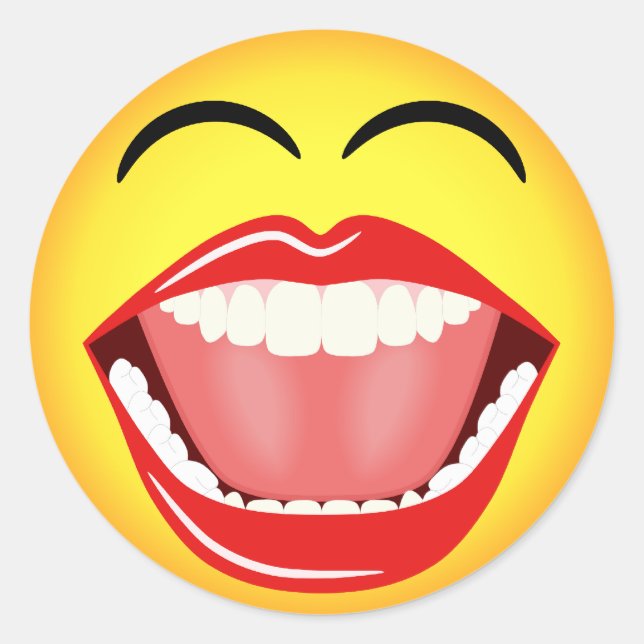Face Yellow Laughing Emoticon Round Sticker | Zazzle