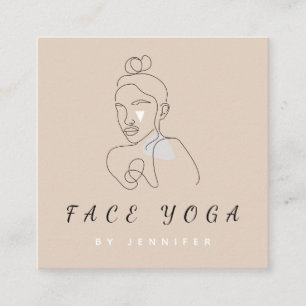 Face Yoga Abstract Line Art Face Minimal Bohemian Square Business Card