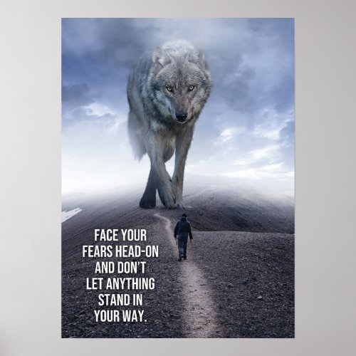 Face Your Fears _ Wolf _ Gym Hustle Poster