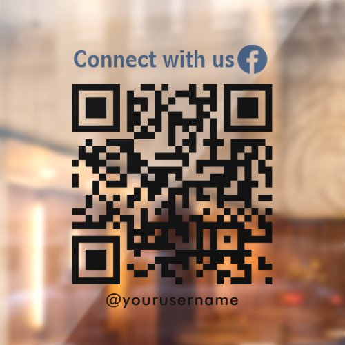Facebook Connect With Us Qr Code Modern Minimalist Window Cling