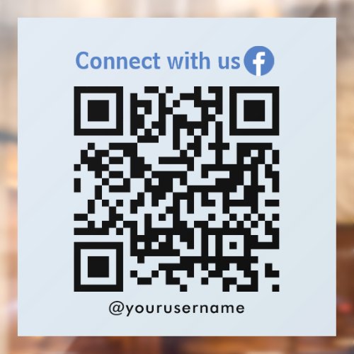 Facebook Connect With Us Qr Code Soft Navy Window Cling