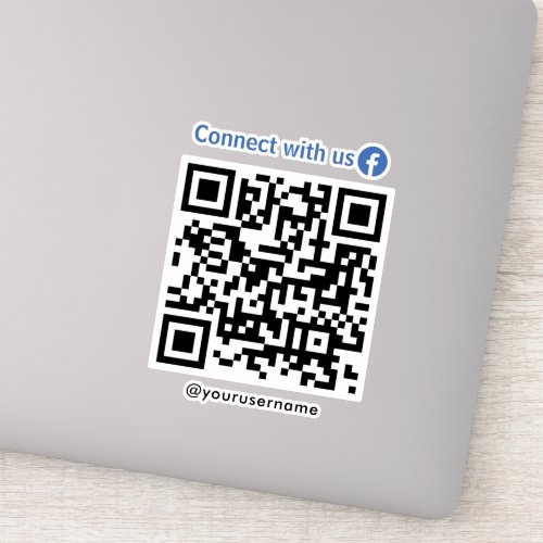 Facebook Connect With Us Qr Code White Sticker