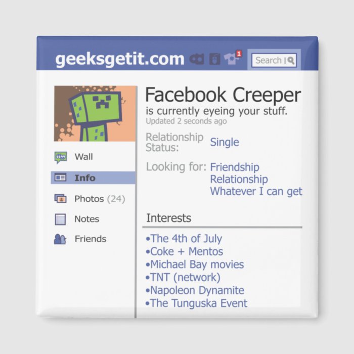 Facebook Creeper Fridge Magnet