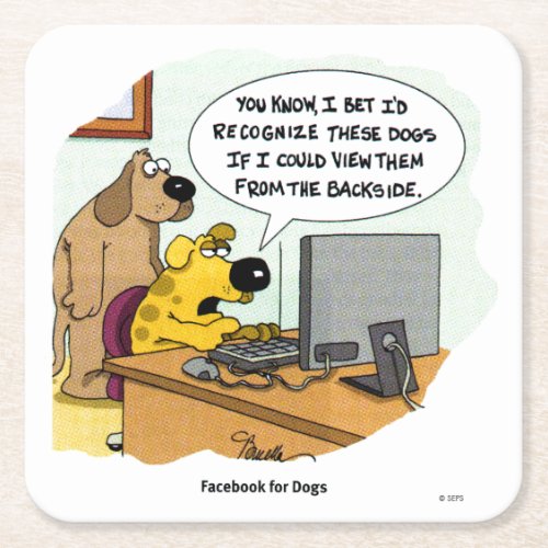 Facebook for Dogs Square Paper Coaster