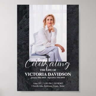 Facebook Funeral Announcement Post Black Stone Poster