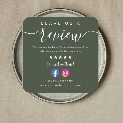 Facebook Instagram Leave Us A Review Forest Green Square Business Card