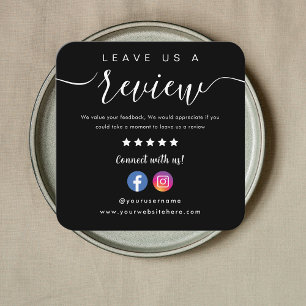 Facebook Instagram Logo Leave Us A Review Black Square Business Card