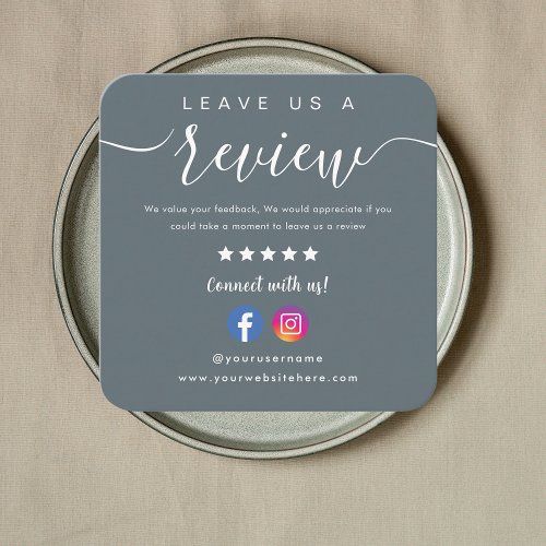Facebook Instagram Logo Leave Us A Review Navy Square Business Card