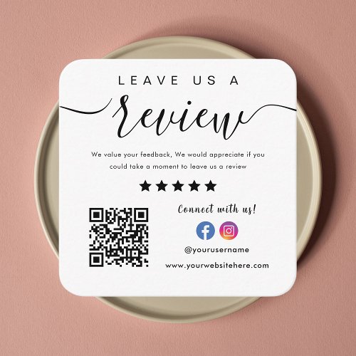 Facebook Instagram Logo Qr Code Leave Us A Review Enclosure Card