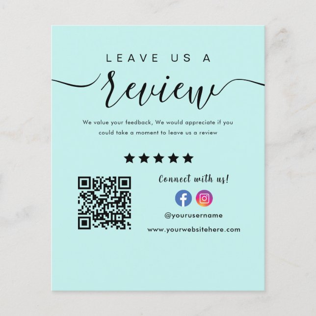 Facebook Instagram Logo Qr Code Leave Us A Review Flyer (Front)