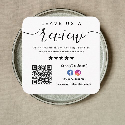 Facebook Instagram Logo Qr Code Leave Us A Review Square Business Card