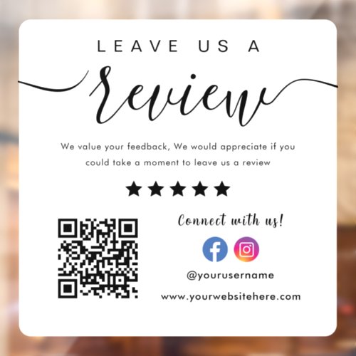 Facebook Instagram Logo Qr Code Leave Us A Review Window Cling