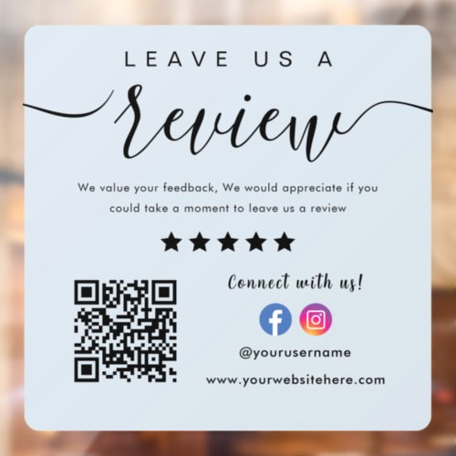 Facebook Instagram Logo Qr Code Leave Us A Review Window Cling