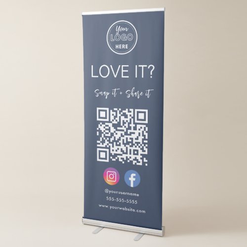 Facebook Instagram QR Code Connect With Us Modern Retractable Banner