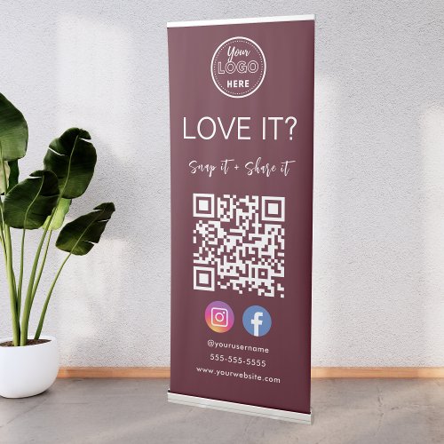 Facebook Instagram QR Code Connect With Us Modern Retractable Banner
