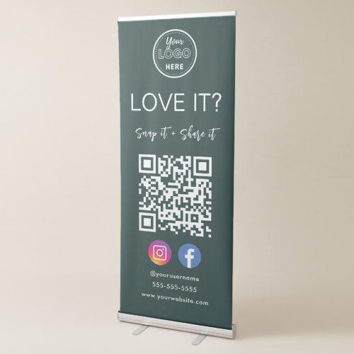 Facebook Instagram QR Code Connect With Us Modern Retractable Banner