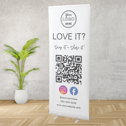 Facebook Instagram QR Code Connect With Us White Retractable Banner