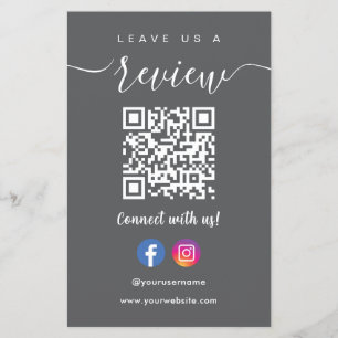 Facebook Instagram Qr Code Leave Us A Review Flyer