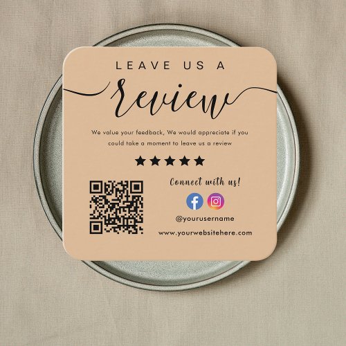 Facebook Instagram Qr Code Leave Us A Review Logo Square Business Card