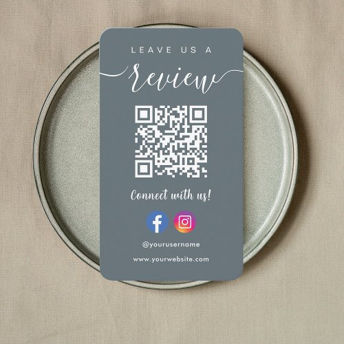 Facebook Instagram Qr Code Leave Us A Review Navy Business Card