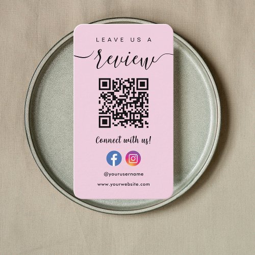 Facebook Instagram Qr Code Leave Us A Review Pink Business Card