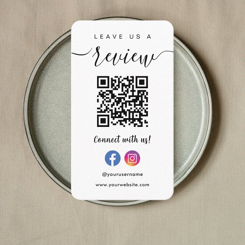Facebook Instagram Qr Code Leave Us A Review White Business Card