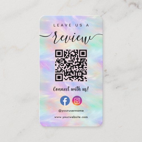 Facebook Instagram Stylish Opal Leave Us A Review Business Card