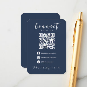 Facebook Instagram Tiktok Navy Blue QR Code Enclosure Card