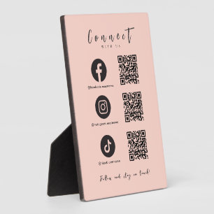 Facebook Instagram Tiktok QR Code Blush Pink Plaque
