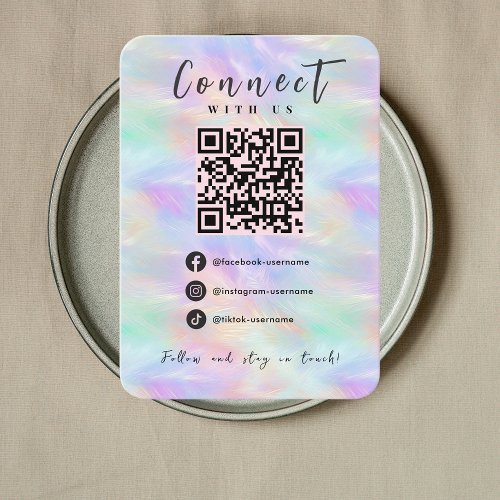 Facebook Instagram Tiktok QR Code Iridescent Opal Business Card