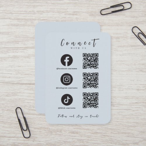 Facebook Instagram Tiktok QR Code Soft Navy Business Card