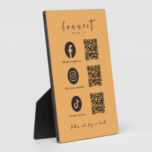 Facebook Instagram Tiktok QR Code Trendy Orange Plaque