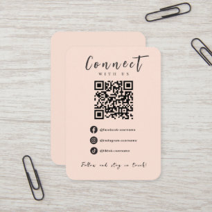 Facebook Instagram Tiktok Soft Peach QR Code Business Card