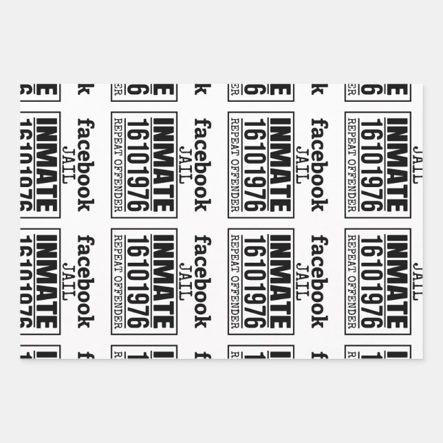 Facebook Jail Inmate Repeat Offender Wrapping Paper Sheets (Front)