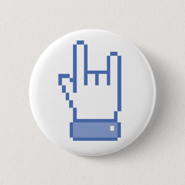 facebook like ROCK peace hand sign pixel graphic Pinback Button (Front)