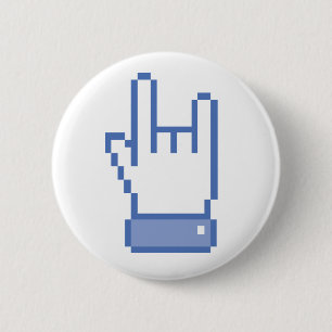 facebook like ROCK peace hand sign pixel graphic Pinback Button