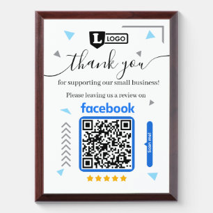 Facebook Review Plaque with Logo and QR Code 