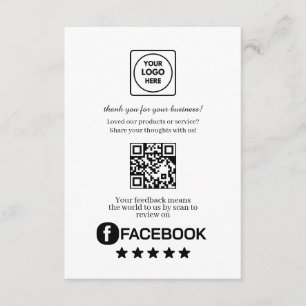 Facebook Review QR Business Feedback Link Enclosure Card