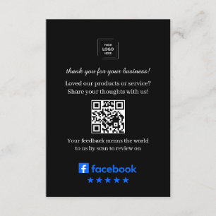 Facebook Review QR Customer Feedback Insert Card