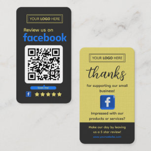 Facebook Review Request Charcoal Slate Business Card