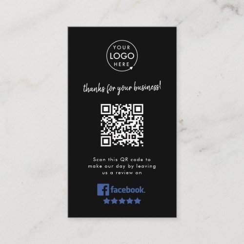 Facebook Review Us  Business Rating QR Code Black Business Card