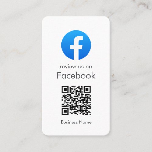 Facebook Reviews  Business QR Code Minimal White Business Card