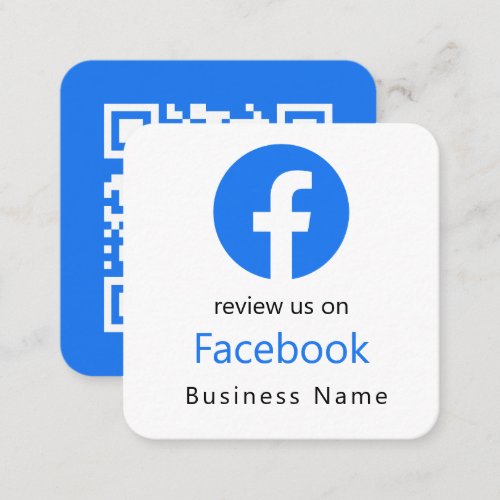 Facebook Reviews  Business QR Code Minimal White  Square Business Card