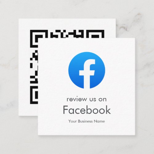 Facebook Reviews  Business QR Code Minimal White Square Business Card