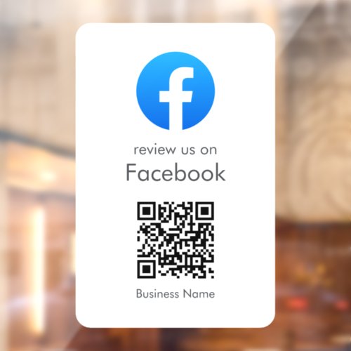 Facebook Reviews  Business QR Code Minimal White Window Cling