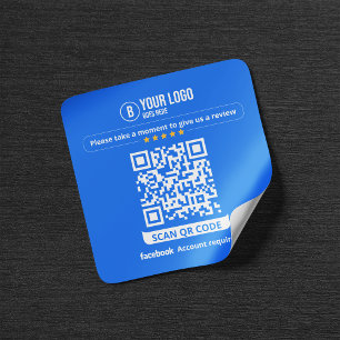 Facebook Reviews QR Code Rate My Business 5 Star Square Sticker